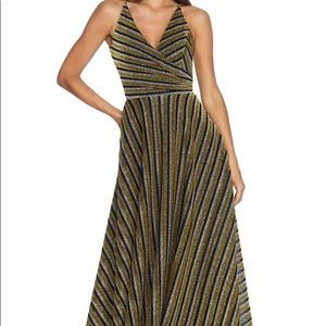 🖤 Dress the Population Gold and Black Striped Midi Dress 🖤